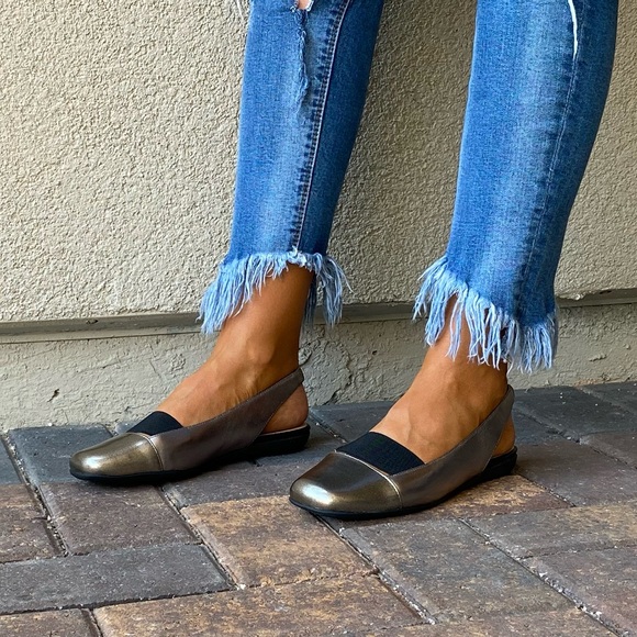 Bronze Closed Toe Slingback Comfort Mule Flats - Picture 9 of 15